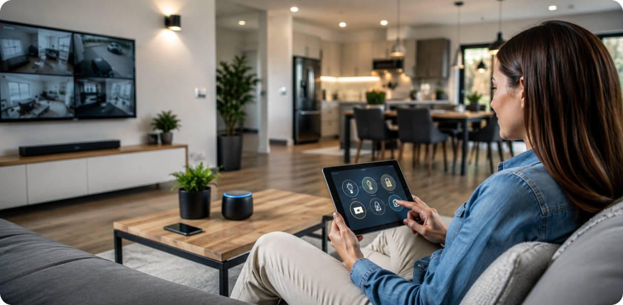 Client using a smart technology dashboard at home