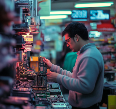 Engineer working with server hardware